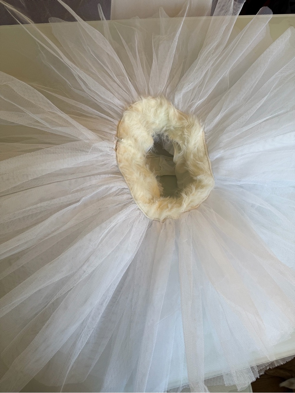 Bloch White Tulle Tutu with Faux Fur Waistband - size M/L